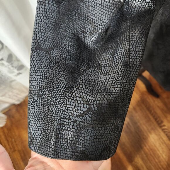 BERNARDO Y2K Vintage Womens Medium Snake Print Suede Leather Zip Front Jacket - Picture 4 of 9